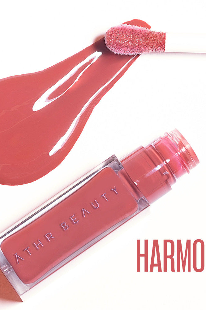 Flat lay product image of the Desert Rose Lip + Cheek Oil Stain in the light peach-tone shade "Harmony".