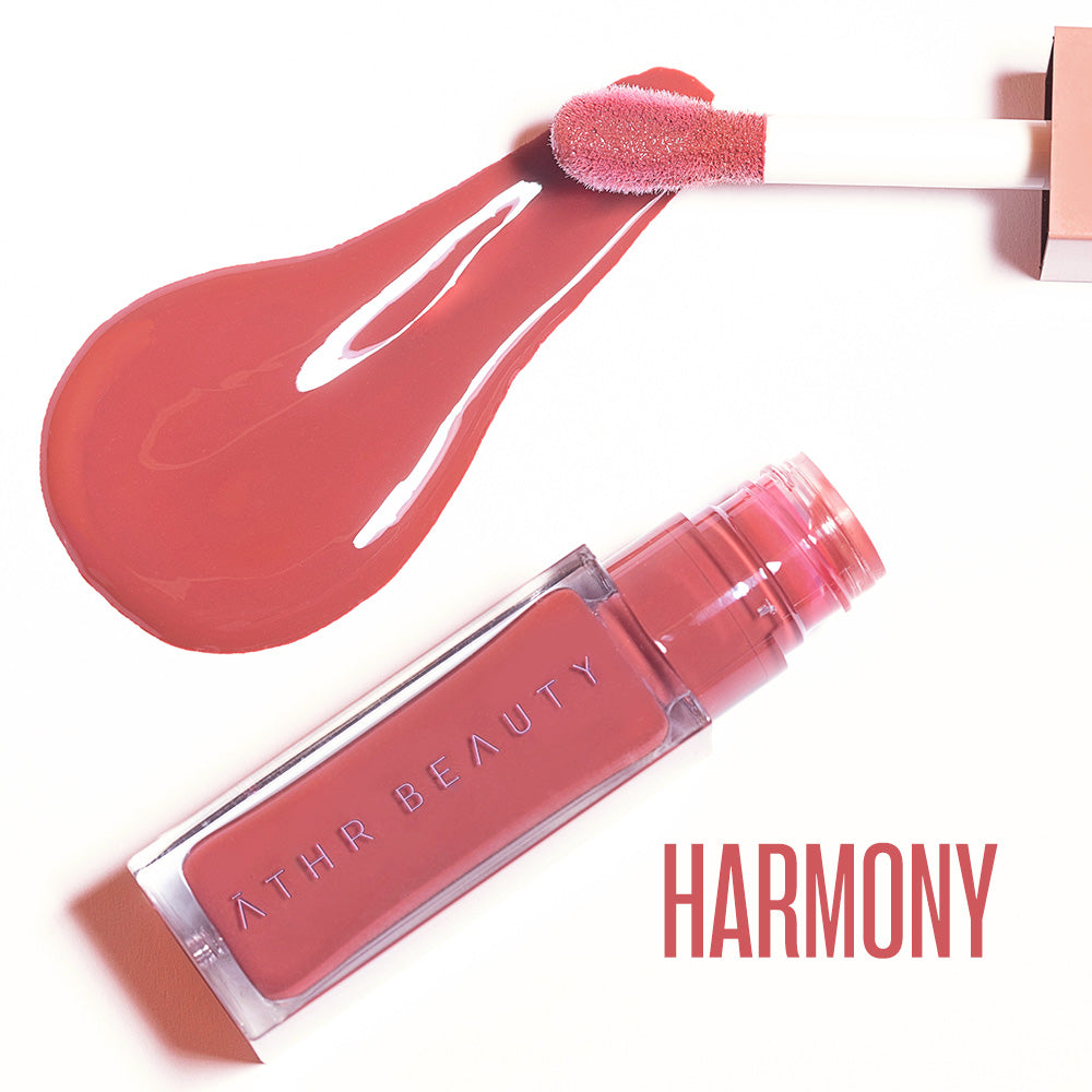 Flat lay product image of the Desert Rose Lip + Cheek Oil Stain in the light peach-tone shade "Harmony".