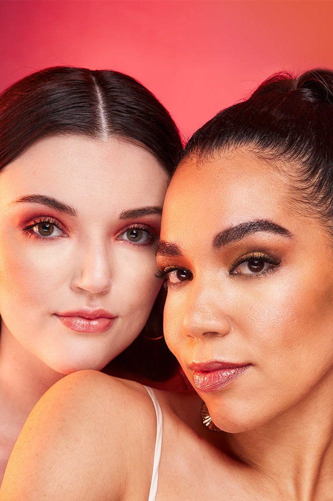 Image of models wearing ATHR Beauty's Desert Sunset Crystal Eyeshadow Palette.