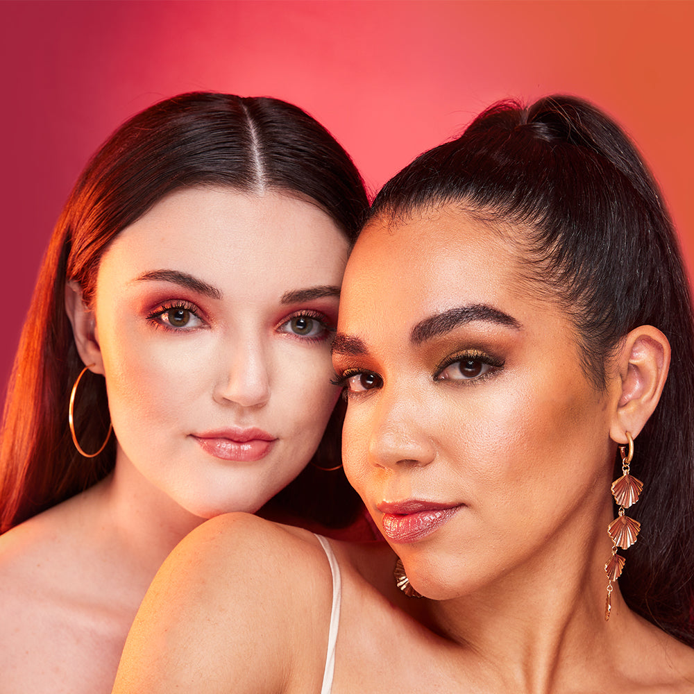 Image of models wearing ATHR Beauty's Desert Sunset Crystal Eyeshadow Palette.
