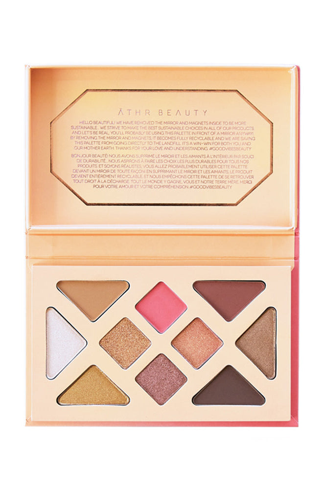 Open flat lay product image of the 10-Pan "Desert Sunset" Crystal Eyeshadow Palette.