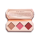 Studio product image of the 3-Pan "Ruby" Crystal Charged Cheek Palette, sitting open to show the included shade colors.